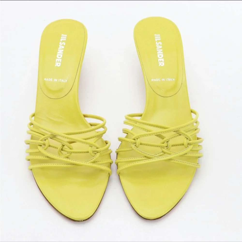 Jil Sander Strappy Leather Kitten Heels in Box - yellow - Picture 2 of 7